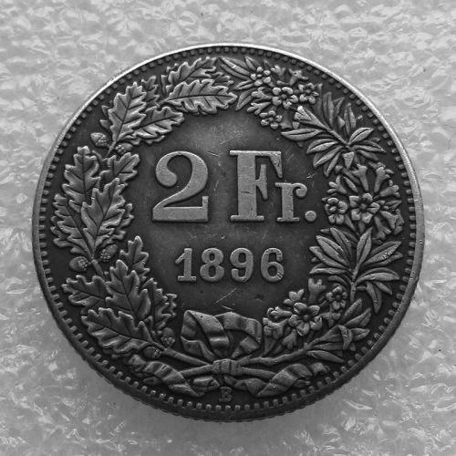 1896 Switzerland 2 Francs Silver Plated Copy Coin