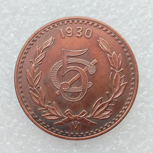 1930 Mexico 5 Centavos 100% Copper Copy Coin 28mm