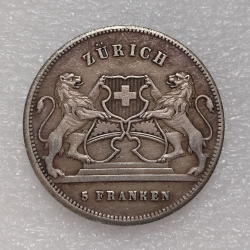 1859 Switzerland 5 Francs Silver Plated Copy Coin(37mm)