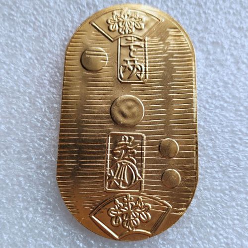 Japan 1 kopan gold plated coin copy 1 Ryō  Tenpō Koban