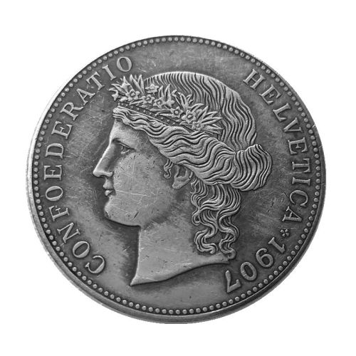 1907 Switzerland 5 Francs Silver Plated Copy Coin(37mm)