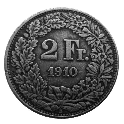 1910 Switzerland 2 Francs Silver Plated Copy Coin