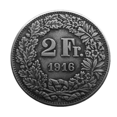 1916 Switzerland 2 Francs Silver Plated Copy Coin