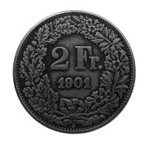 1901 Switzerland 2 Francs Silver Plated Copy Coin 1901 Switzerland 2 Francs Silver Plated Copy Coin