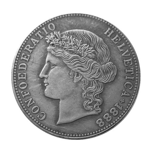 1888 Switzerland 5 Francs Silver Plated Copy Coin(37mm)