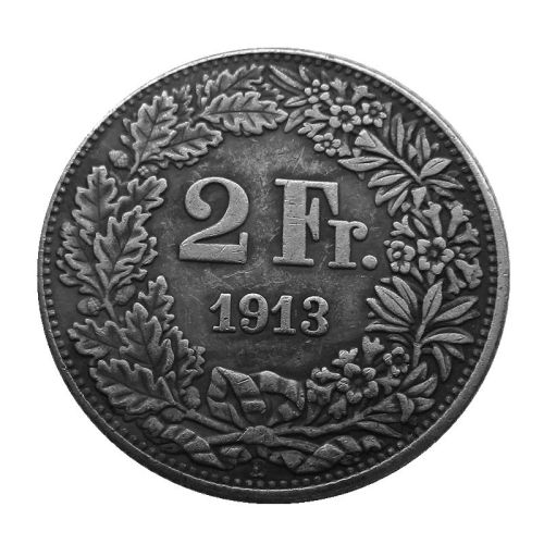 1913 Switzerland 2 Francs Silver Plated Copy Coin