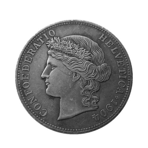 1904 Switzerland 5 Francs Silver Plated Copy Coin(37mm)