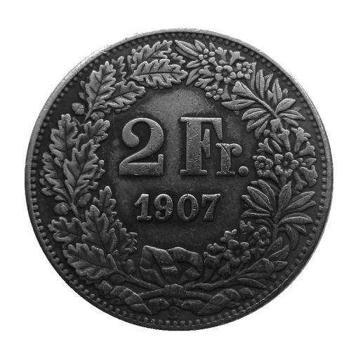 1907 Switzerland 2 Francs Silver Plated Copy Coin