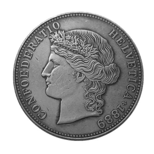 1889 Switzerland 5 Francs Silver Plated Copy Coin(37mm)