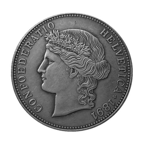1891 Switzerland 5 Francs Silver Plated Copy Coin(37mm)