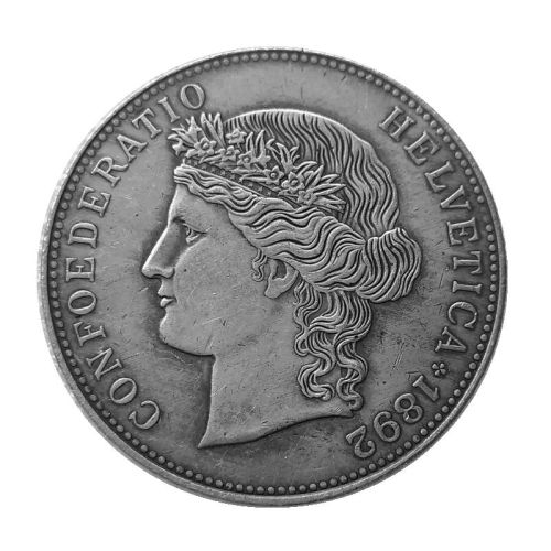 1892 Switzerland 5 Francs Silver Plated Copy Coin(37mm)