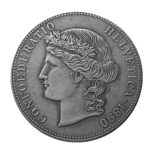 1890 Switzerland 5 Francs Silver Plated Copy Coin(37mm)