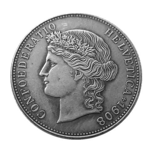 1908 Switzerland 5 Francs Silver Plated Copy Coin(37mm)
