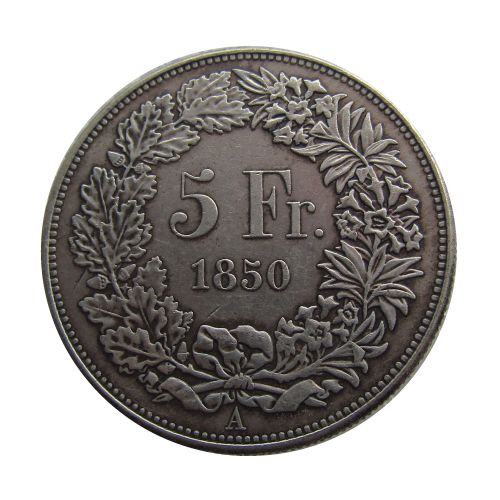1850 Switzerland 5 Francs Silver Plated Copy Coin(37mm)