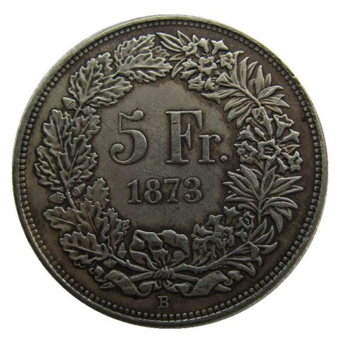 1873 Switzerland 5 Francs Silver Plated Copy Coin(37mm)