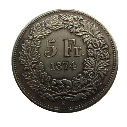1874 Switzerland 5 Francs Silver Plated Copy Coin(37mm)
