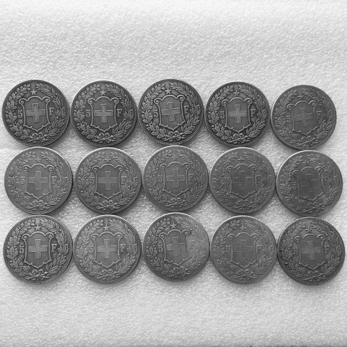 1888-1916 15pcs/lot Switzerland 5 Francs Silver Plated Copy Coin(37mm)