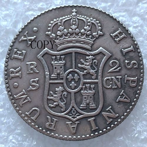 Spain 2 Reales - Carlos IV 1808 Silver Plated Copy Coins(26mm)