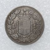 ITALIAN STATES, KINGDOM OF Umberto  1 Lire, 1883 Silver Plated Copy Coin(23mm)