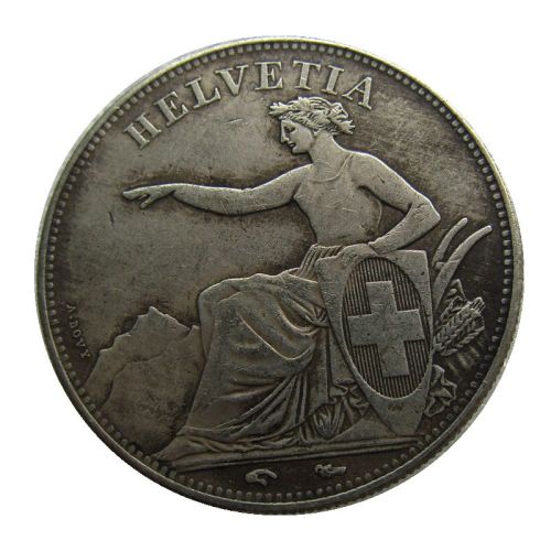 1850 Switzerland 5 Francs Silver Plated Copy Coin(37mm)