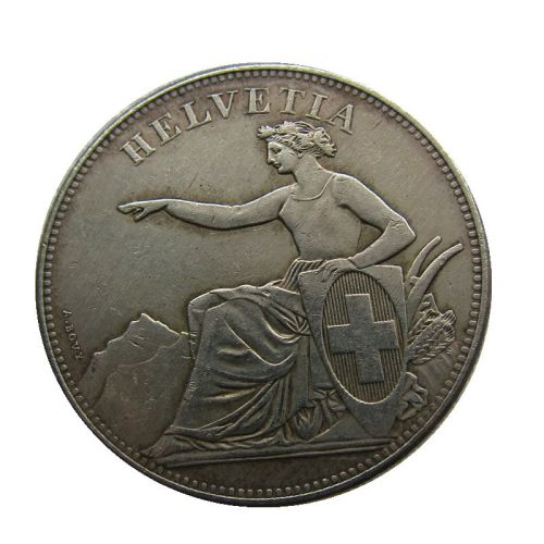 1886 Switzerland 5 Francs Silver Plated Copy Coin(37mm)