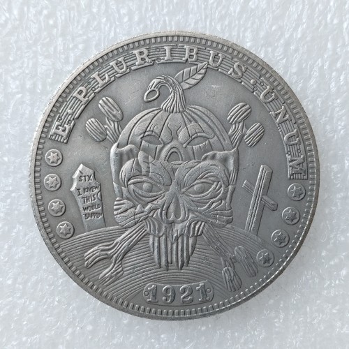 HB(291)HOBO US Morgan Silver Plated Dollar skull zombie skeleton Copy Coin