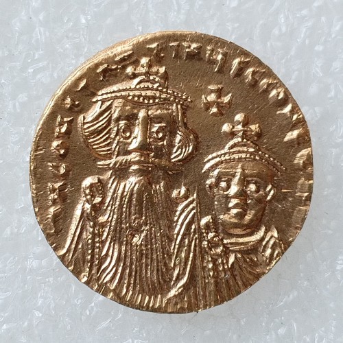 Byzantine Empire Turkey 1 Solidus 654-659 Constans II and Constantine IV Gold Plated Copy Coin