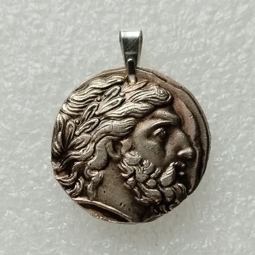 P(44)  Greek Ancient Silver Plated Coin Pendant G58