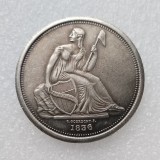 US 1836 Seated Liberty Dollar Silver Plated Copy Coin 39mm