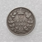 Canada 10 Cents 1859 1874 1883 1884 1898 Silver Plated Copy Coins 18mm