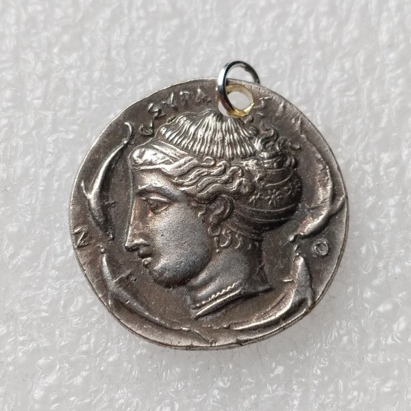 P(40)  Greek Ancient Silver Plated Coin Pendant G56