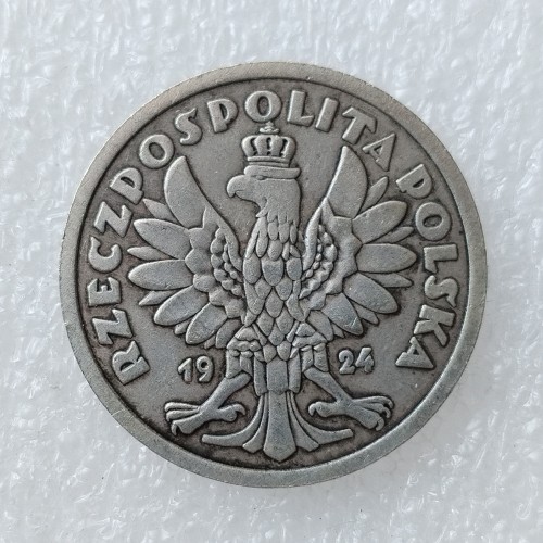 Poland 2 Zlote 1924 Silver Plated Copy Coin Smooth edge