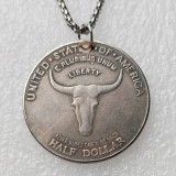 P(38)  US Old Spanish Trall Half Dollar Silver Plated Coin Pendant