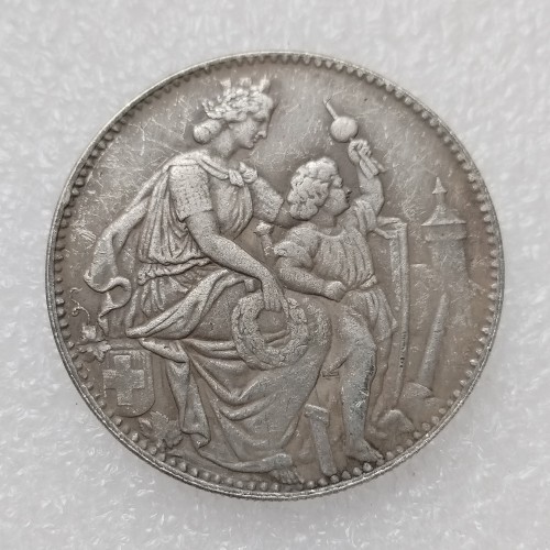 1865 Switzerland 5 Francs Silver Plated Copy Coin(37mm)