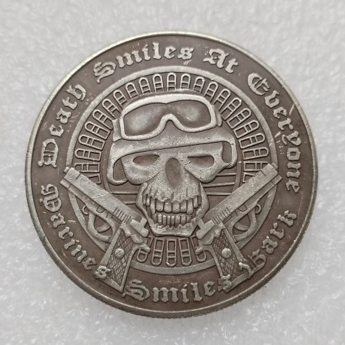 HB(296) US Morgan Silver Plated Dollar Marine Corps Zombie Skeleton Copy Coin