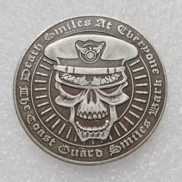 HB(298) US Morgan Silver Plated Dollar Coast Guardskull Zombie Skeleton Copy Coin