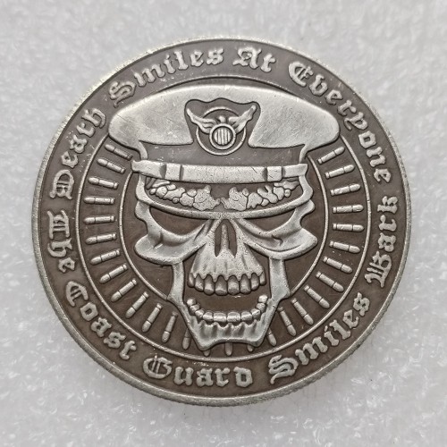 HB(298) US Morgan Silver Plated Dollar Coast Guardskull Zombie Skeleton Copy Coin