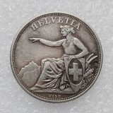 1857-1863 Switzerland 2 Francs Silver Plated Copy Coin(27mm)