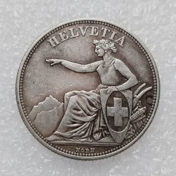 1857-1863 Switzerland 2 Francs Silver Plated Copy Coin(27mm)