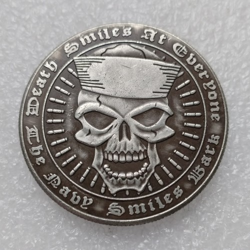 HB(295) US Morgan Silver Plated Dollar Navy Zombie Skeleton Copy Coin