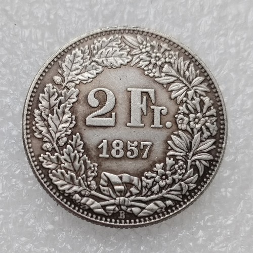 1857-1863 Switzerland 2 Francs Silver Plated Copy Coin(27mm)