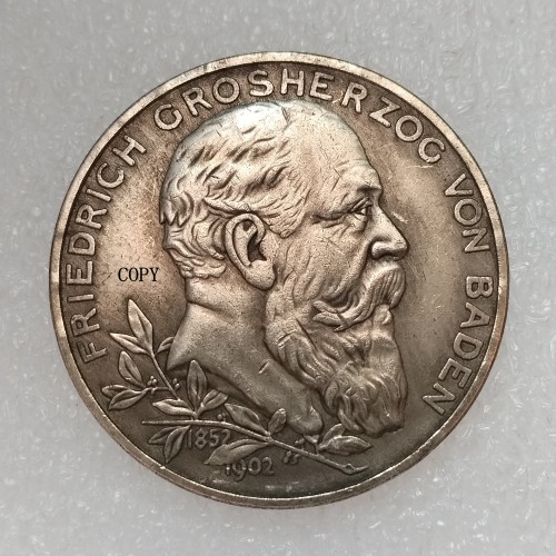 DE(56) Germany 5 Mark Frederick I 1902 Silver Plated Copy Coins