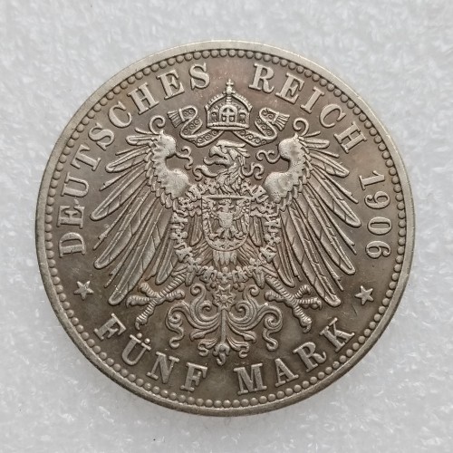 DE(59) Germany 5 Mark Frederick I Wedding Anniversary 1906 Silver Plated Copy Coins