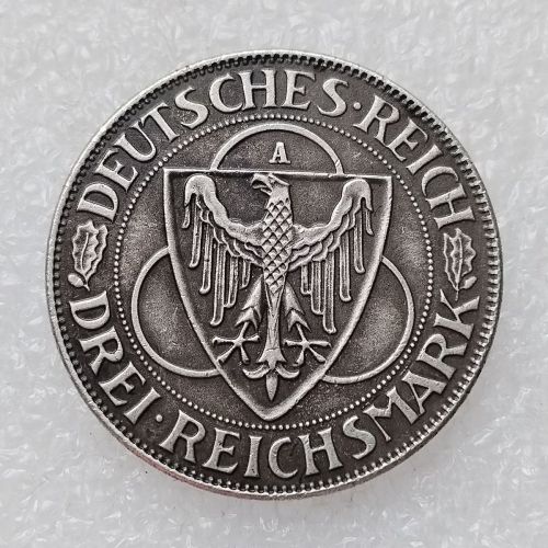 German 3 Reichsmark Liberation of Rhineland 1930 Silver Plated Copy Coin