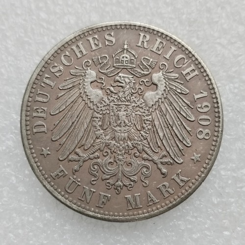 Germany 5 Mark Frederick August III 1907-1914 Silver Plated Copy Coins