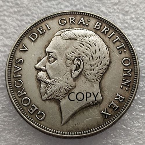 Great Britain 1 Crown George V 1927-1933 Wreath Crown Silver Plated Copy Coin