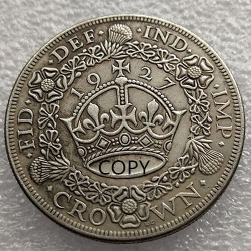 Great Britain 1 Crown George V 1927-1933 Wreath Crown Silver Plated Copy Coin