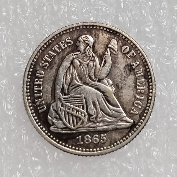 90% Silver US 1865 1866 P/S(Mintmark Below) Liberty Seated Half Dime Legend Obverse Copy Coins Mercury Dime Copy Coin