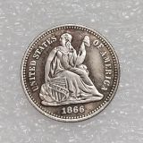 90% Silver US 1865 1866 P/S(Mintmark Below) Liberty Seated Half Dime Legend Obverse Copy Coins Mercury Dime Copy Coin