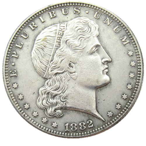 90% Silver USA 1882 $1 Shield Earring Dollar Patterns Silver Plated Copy Coin